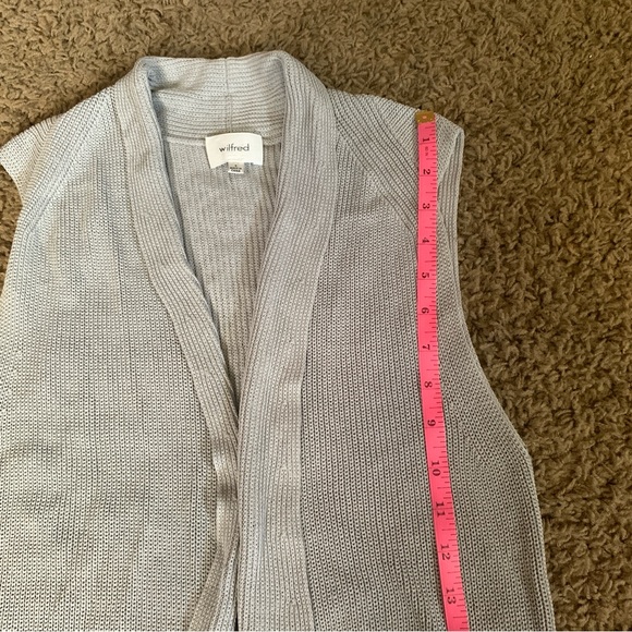 Aritzia Wilfred Olivie Gray Knit sleeveless Cardigan Vest size Small - Picture 13 of 13